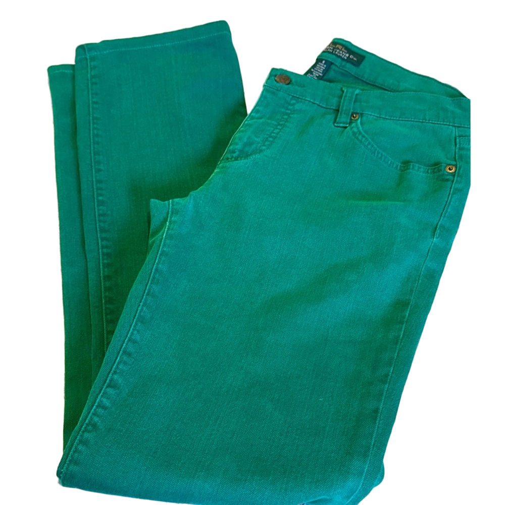 Lauren Ralph Lauren Green Premier Skinny Ankle Jeans Size 6